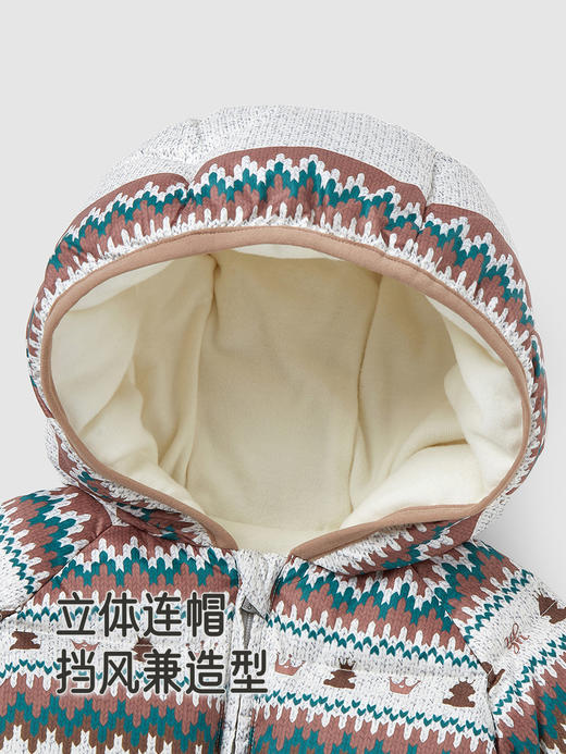 【高定系列】英氏婴儿羽绒连帽连体衣抗菌远红外A类冬季保暖新款YRHFJ4R050A 商品图4