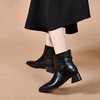 新款春秋季粗跟短靴女真皮高跟踝靴秋冬加绒女鞋方头中跟皮鞋 商品缩略图1