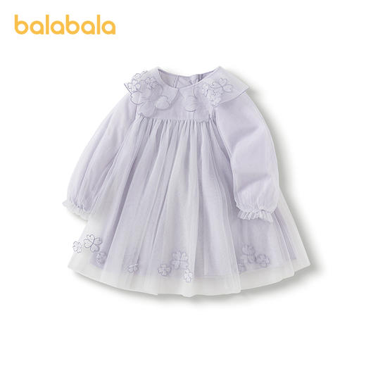 巴拉巴拉童装儿童连衣裙女童春秋装高腰网纱裙绣花裙子甜美精致 商品图1