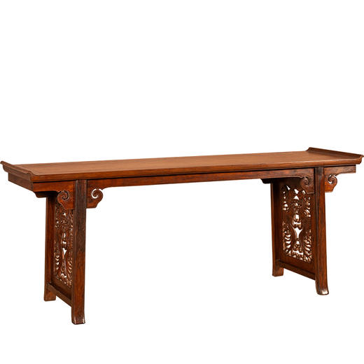 清	黄花梨夹头榫双凤纹独板大翘头案 商品图5