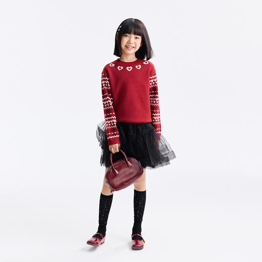 女童圆领长袖针织衫春季新款安奈儿童装EG614691 商品图3