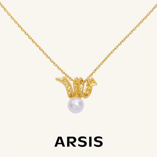 ARSIS｜纯真年代系列 复古珠光飘带项链 商品图0