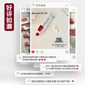 红印（Red seal） 新西兰进口蜂胶牙膏100g 无氟牙膏 清洁口气 清洁护龈 商品图3