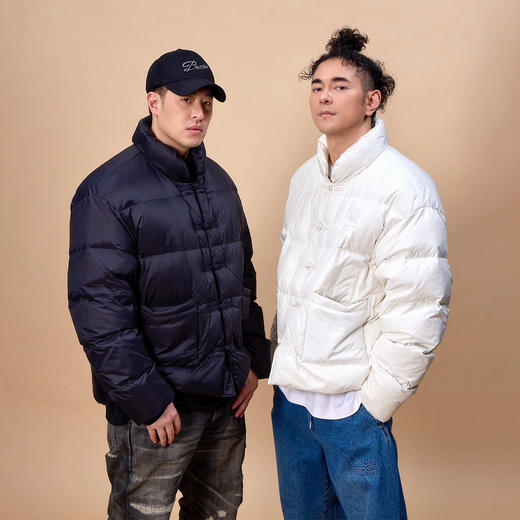 NPC潮牌【雅丹风】贴布绣90%白鸭绒立领盘扣羽绒服新中式NP4ADJ08 商品图1