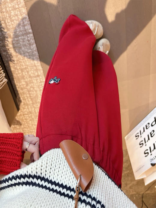 时髦精镰刀型加绒发财阔腿卫裤收口直筒两穿 商品图5