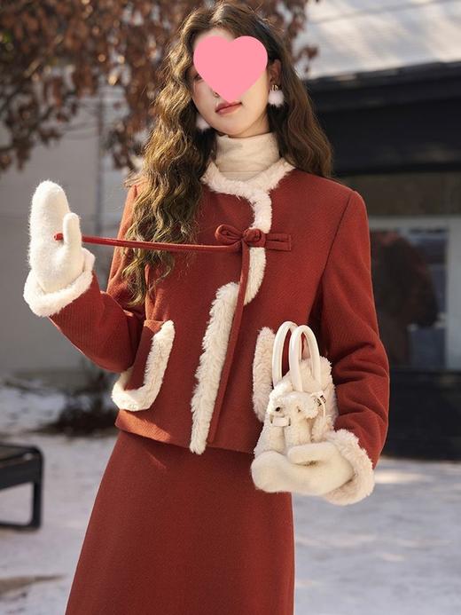 【新年开运红❗️仪式感拉满】2026新年本命年春节红色小香风富家千金毛呢套装裙今年流行新年跨年战袍两件套秋冬季。jc 商品图2