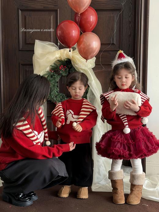 【柔软舒适保暖❗️可爱小马图案】2026马年新年春节姐弟毛衣冬装新款男女童马上有钱红色新年兄妹红色针织上衣潮。jc 商品图2