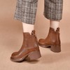 真皮马丁靴女款2024年新款冬季圆头中跟软底流行加绒粗跟女士短靴 商品缩略图2