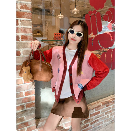 <曾小咸推荐>2.14现货秒杀 ！微信超特价！撞色V领针织开衫 日常229.99 立减140 秒杀89.99！！ 商品图4