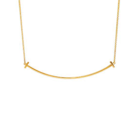 【95新】Tiffany & Co.蒂芙尼Tiffany T 系列大号18K黄金Smile笑脸项链链长约45cm女士 251225TJ03