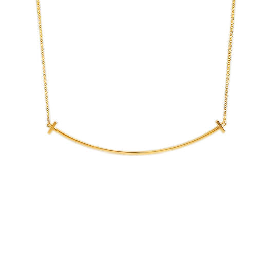 【95新】Tiffany & Co.蒂芙尼Tiffany T 系列大号18K黄金Smile笑脸项链链长约45cm女士 251225TJ03 商品图0