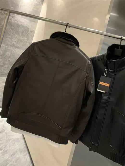 皮衣 PU皮面+羽绒混纺填充！可拆卸毛领立领/翻领皮衣 商品图4