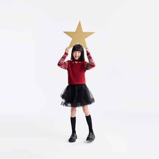 女童圆领长袖针织衫春季新款安奈儿童装EG614691 商品图5