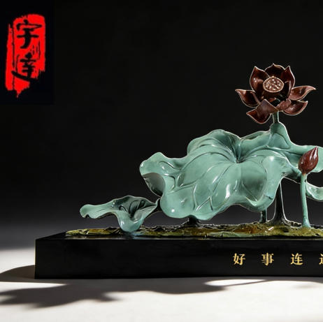 宇达青铜全铜摆件《好事连连》铜工艺品 创意礼品 家居 装饰摆件 商品图0