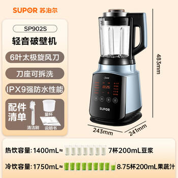 苏泊尔（SUPOR）轻音破壁机 家用1.75L大容量3-5人适用多功能破冰碎冰五谷杂粮免滤降噪豆浆机 SP902S /家用电器 /厨房小电 /破壁机 商品图2