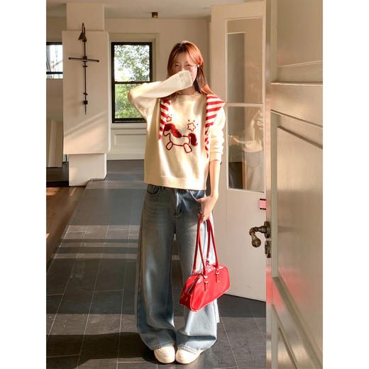 <曾小咸推荐>小马绣花圆领软糯针织衫 商品图2