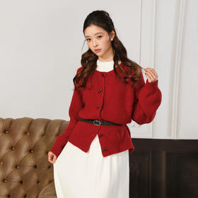 气质时尚简约木扣开衫毛衣-纪念日百货门店同款168743490