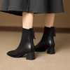 复古靴子女粗跟秋冬新款短筒马丁靴真皮方头高跟短靴时尚瘦瘦靴女 商品缩略图1