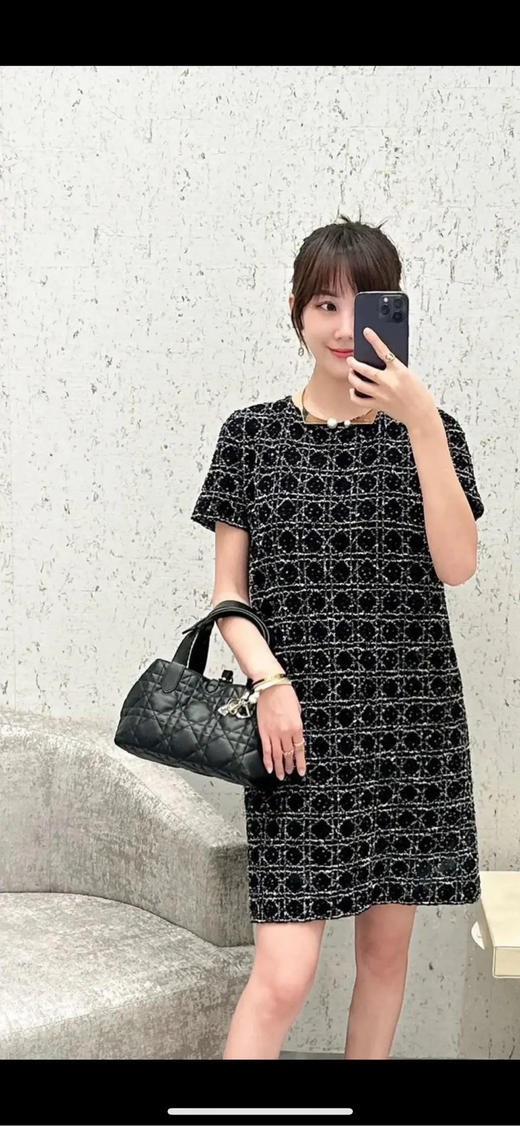 Dior 黑银 藤格纹 牛皮 小号 横版 土著包 商品图2