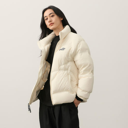 NPC潮牌字母刺绣90白鸭绒短款立领羽绒服男火山岩蓄热NP49DJ11 商品图1