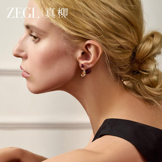ZEGL红珠木马耳钉女高级感独特轻奢耳环新款小马本命年红色耳饰 商品图3