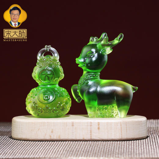 宋韶光集雅轩2026马年一路瓶安 葫芦财鹿 古法琉璃车摆件桌面摆件 商品图1