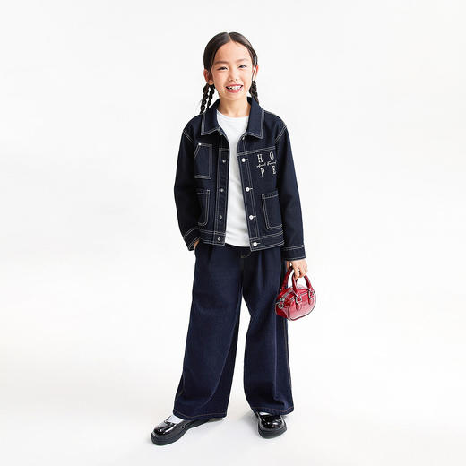 男女童翻领牛仔外套春季新款安奈儿童装EM615570 商品图3