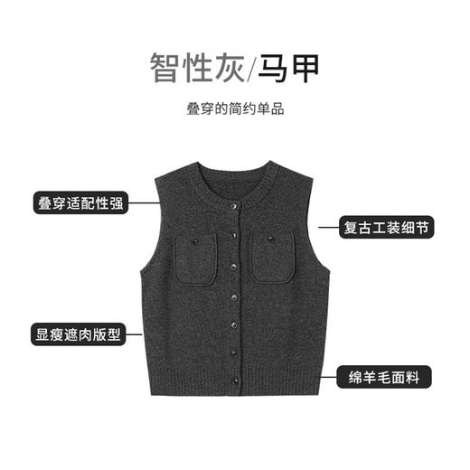 【商场同款】CNI5B66 “ 叠穿马甲 ” 纯羊毛智性灰马甲 诠释职场穿搭”的简约美 商品图11