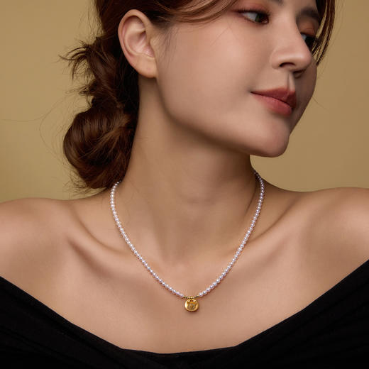 Manreya玛芮雅项链小钱袋淡水珍珠项链女轻奢气质金色吊坠饰品|铜镀金，淡水珍珠 商品图2