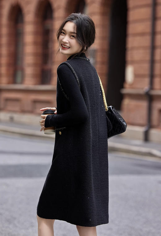 小香风进口粗花呢包金属链背心裙 商品图4