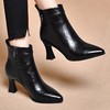 高跟鞋新款秋冬真皮女靴时尚尖头手抓纹短靴女士百搭春秋单靴 商品缩略图2