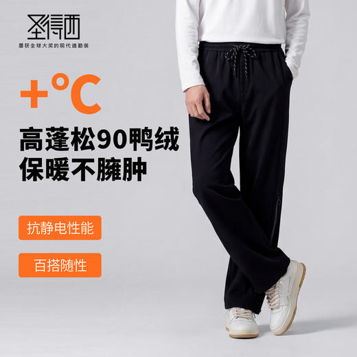 【抗静电&防水&抑菌】圣得西2025年秋冬季男款青年松紧工装羽绒裤 商品图1