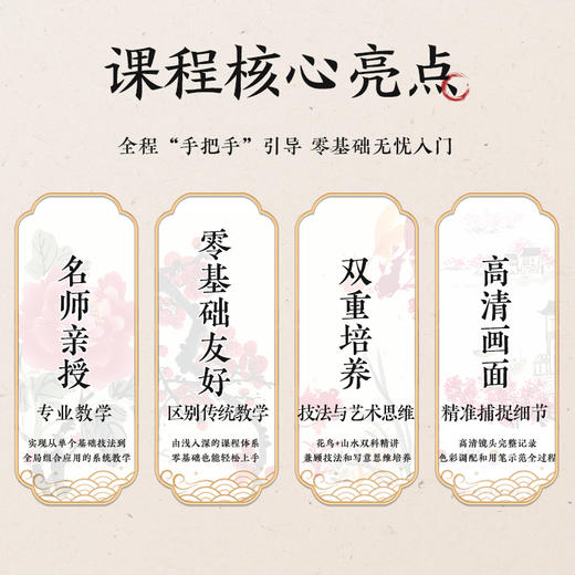 【国画入门书课包】画国画中国画入门描摹本国画工笔花卉人物画本工具描红书初学者画画临摹画册毛笔绘画练习视频教材套装 商品图2