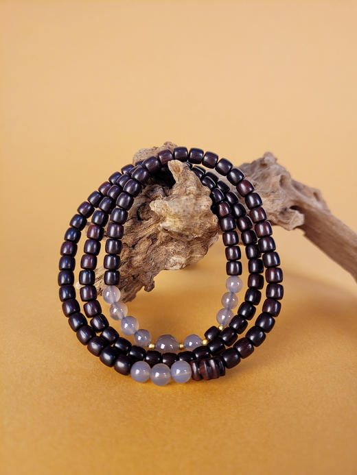 小叶紫檀灰玛瑙手串3圈5mm桶珠 商品图2