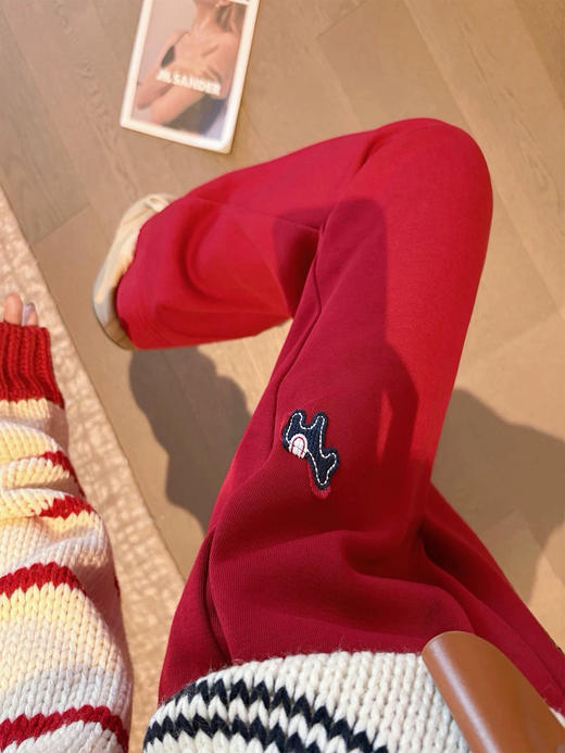 时髦精镰刀型加绒发财阔腿卫裤收口直筒两穿 商品图4