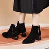 秋冬新款尖头粗跟绒面短筒时装靴子女网红成熟时尚休闲高跟女靴子 商品缩略图0