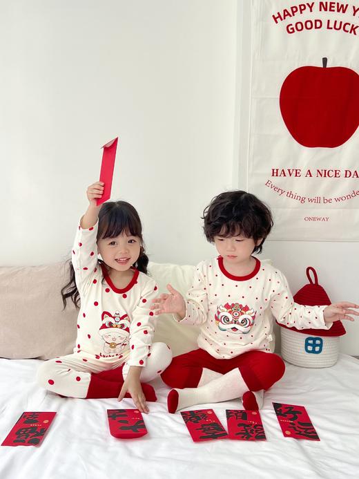 穿新衣过大年🧨夸爆这套秋衣裤套装‼️贺岁新年A类红色儿童纯棉莱卡内衣套装80-160尺码男童女童秋冬本命秋衣套装聚 商品图1