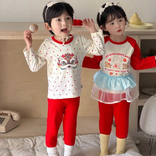 穿新衣过大年🧨夸爆这套秋衣裤套装‼️贺岁新年A类红色儿童纯棉莱卡内衣套装80-160尺码男童女童秋冬本命秋衣套装聚 商品图7