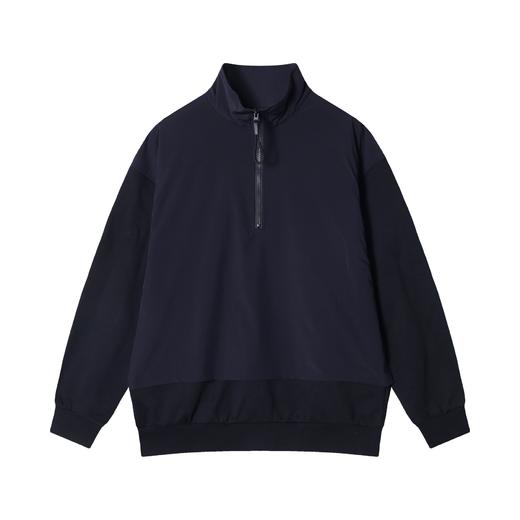 436281秋冬新款男士半拉链高领拼接纯色宽松长袖套头校园风卫衣 商品图1