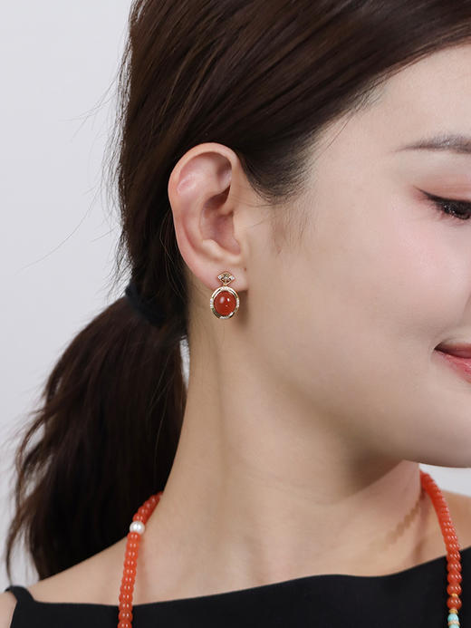 【挚友限定】18k金南红钻石耳夹（封板福利 无质量问题不接受7天无理由） 商品图1