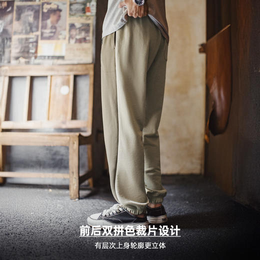 马登工装美式复古拼接撞色束脚卫裤松紧腰运动休闲长裤子男款春 商品图1