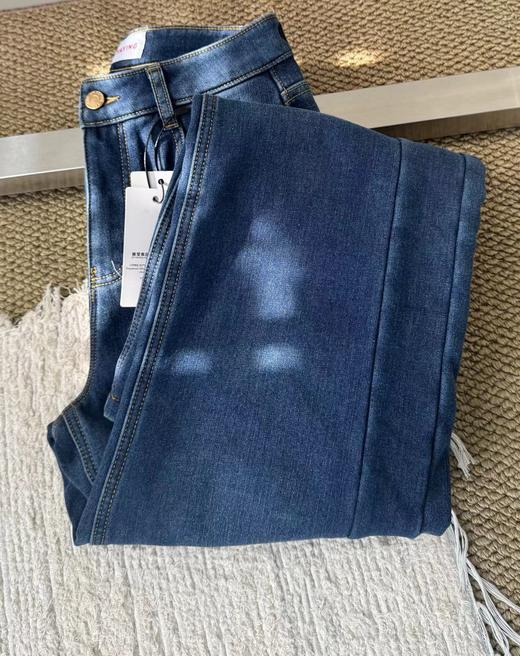 F010901秋季新款复古休闲加厚加绒牛仔裤直筒裤 商品图8