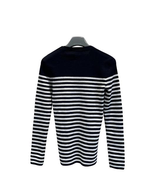 女款海军肩扣条纹针织毛衣he020 商品图1