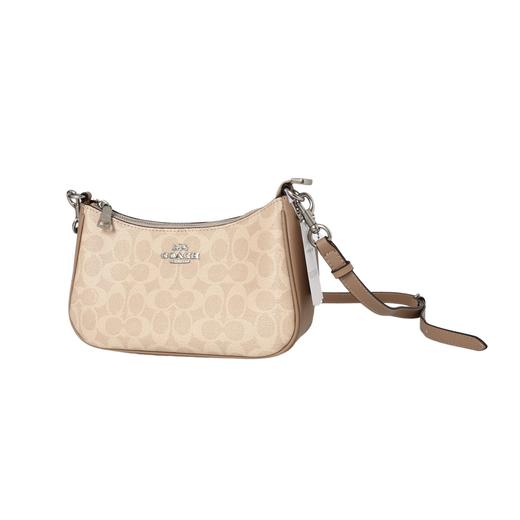 蔻驰 Teri 24 经典老花Logo 人造革拼再生革 单肩斜挎手提包 中号 女款 商品图2