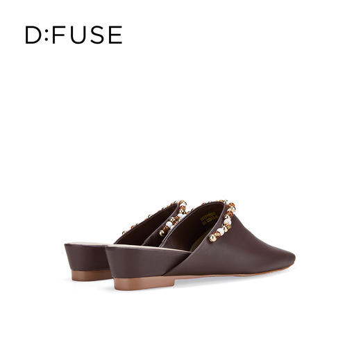 Dfuse迪芙斯2026春季新款时尚羊皮方头串珠穆勒拖鞋平底穆勒鞋单鞋DFE1110055 商品图13