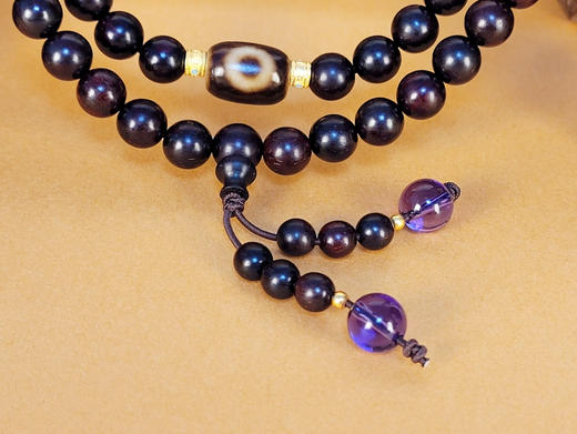 小叶紫檀天珠玛瑙108颗念珠 商品图4