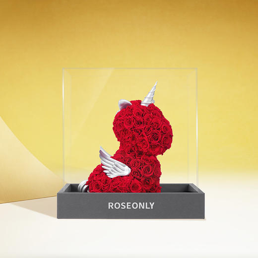 【告白神器】ROSEONLY诺誓  高端定制 永生玫瑰独角兽公仔 红色  粉色白色 送女友礼物 商品图0
