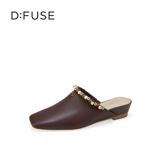 Dfuse迪芙斯2026春季新款时尚羊皮方头串珠穆勒拖鞋平底穆勒鞋单鞋DFE1110055 商品图10