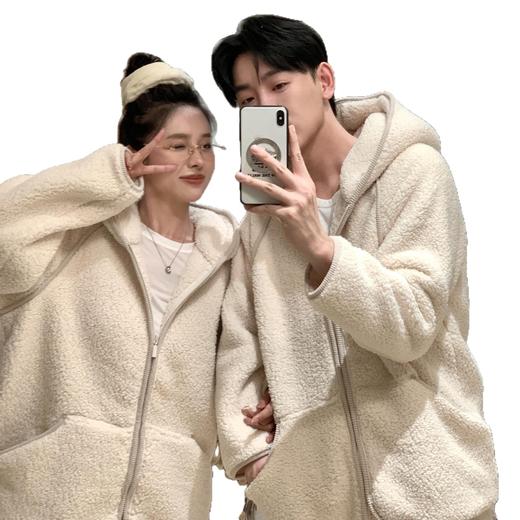 【拍2套178元起】CaCa情侣睡衣羊羔绒加厚家居服 冬季立领拉链休闲外穿套装 商品图9