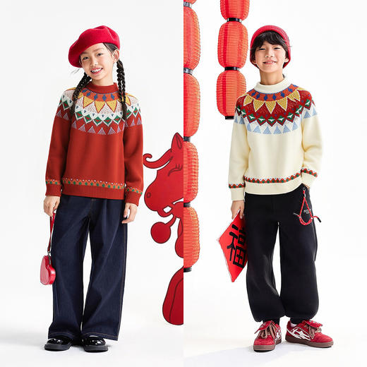 男女童圆领针织衫春季新款安奈儿童装EM614685 商品图3